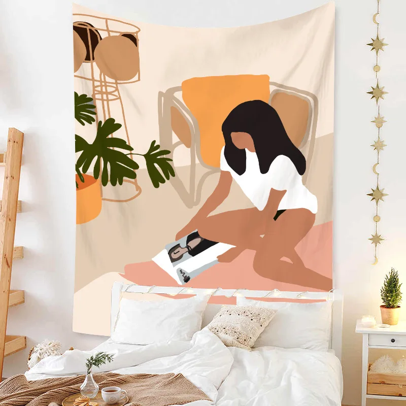 

1Pcs Simple Nordic Theme Tapestries People landscape Wall Carpet for Room Bedside Home Dorm Living Room Bedroom Decor