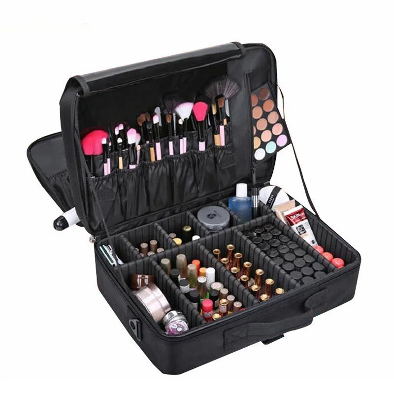 

Quality Professional Makeup Case Female Beauty Nail Box Cosmetic Case Travel Big Capacity Storage Bag Suitcases For Makeup