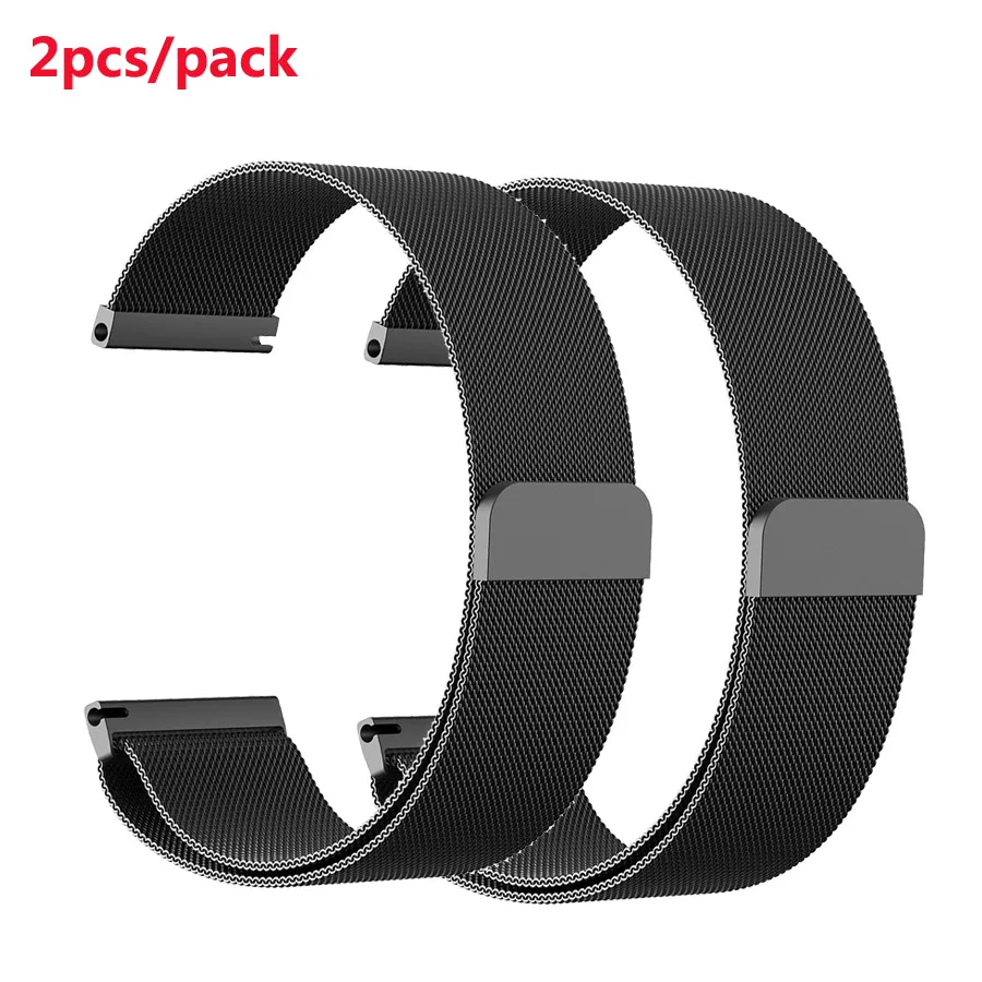 2 black 2 шт./упак. браслет для Huami Amazfit Bip Молодежные часы из нержавеющей стали сетчатый Браслет часы ремешок магнитный ремешок для часов на замену - Цвет: 2 black