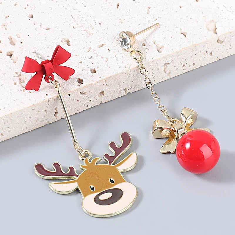 

Christmas Bowknot Elk Dangle Earrings for Kid Fashion Christmas Bell Drop Earrings Girls Jewelry Accessories Ear Decoration