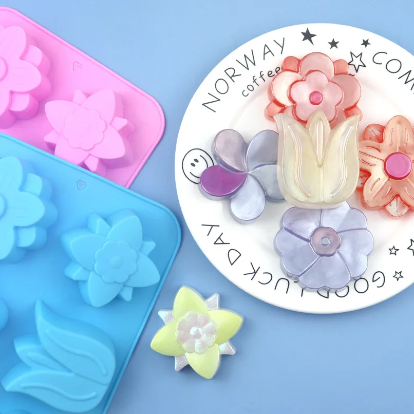 

6-hole Tulip flower Silicone Cake Mold Cake Decorating Baking Tools Chocolate Mold DIY Soap Mold Tulip Mold Pastry Tools