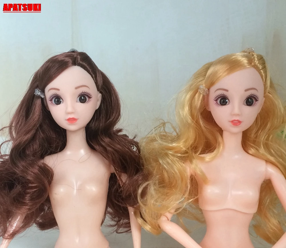 Головки из вьющихся волос для куклы 11 5 дюйма золотисто коричневые длинные волосы