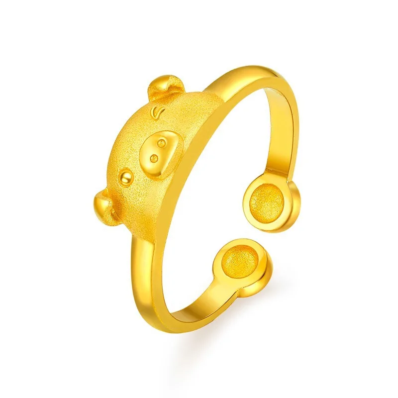Милые золотые кольца в виде свиньи Популярные счастливые копилки животное пара