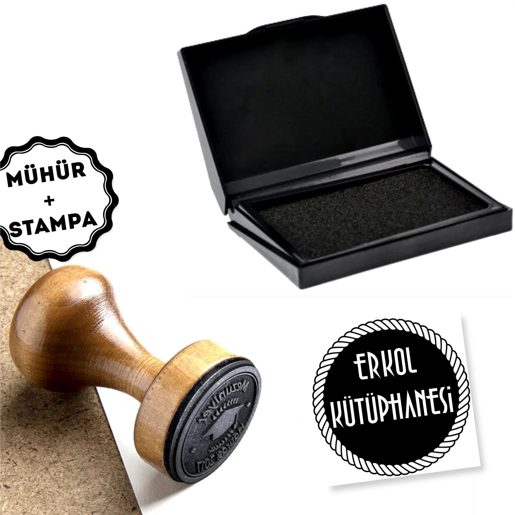 

Personalized Name Written Wood Book Seal-A822