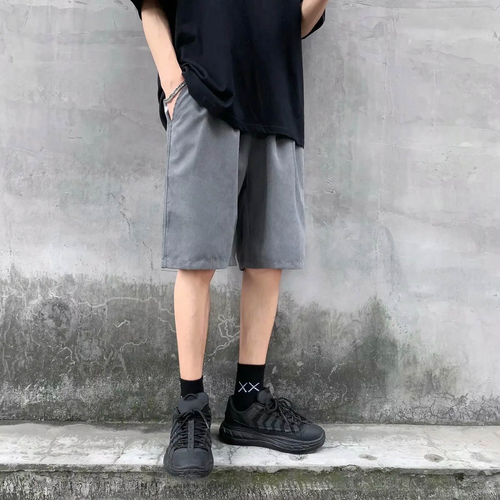 

Shorts Men Butterfly Print Straight Knee-length Men's Shorts Elastic Waist Baggy College Style Jogger Shorts Sweatpants M-2XL