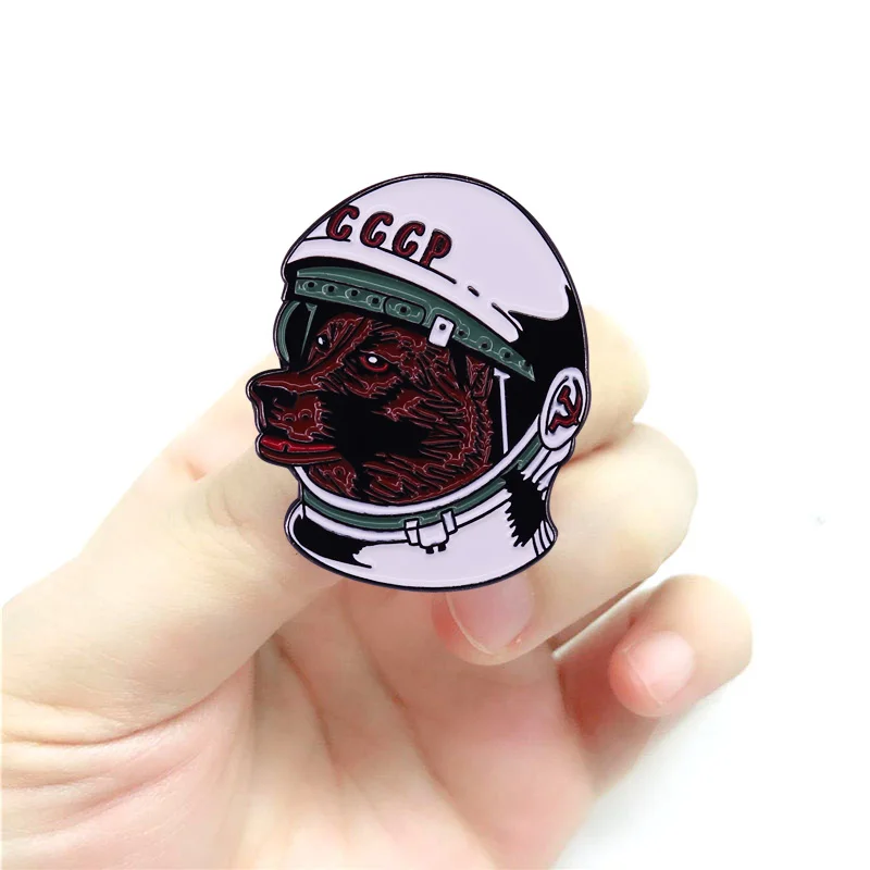 Astronaut Laika Dog CCCP Pin Soviet Union The First Space Traveler Badge Funny Cool Gift | Brooches
