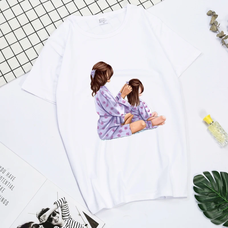 

Women T-shirts 90s Fashion Mom Mother Daughter Printing Mama Cartoon Ladies Print Graphic T Top Lady Shirt Female Tee T-Shirt
