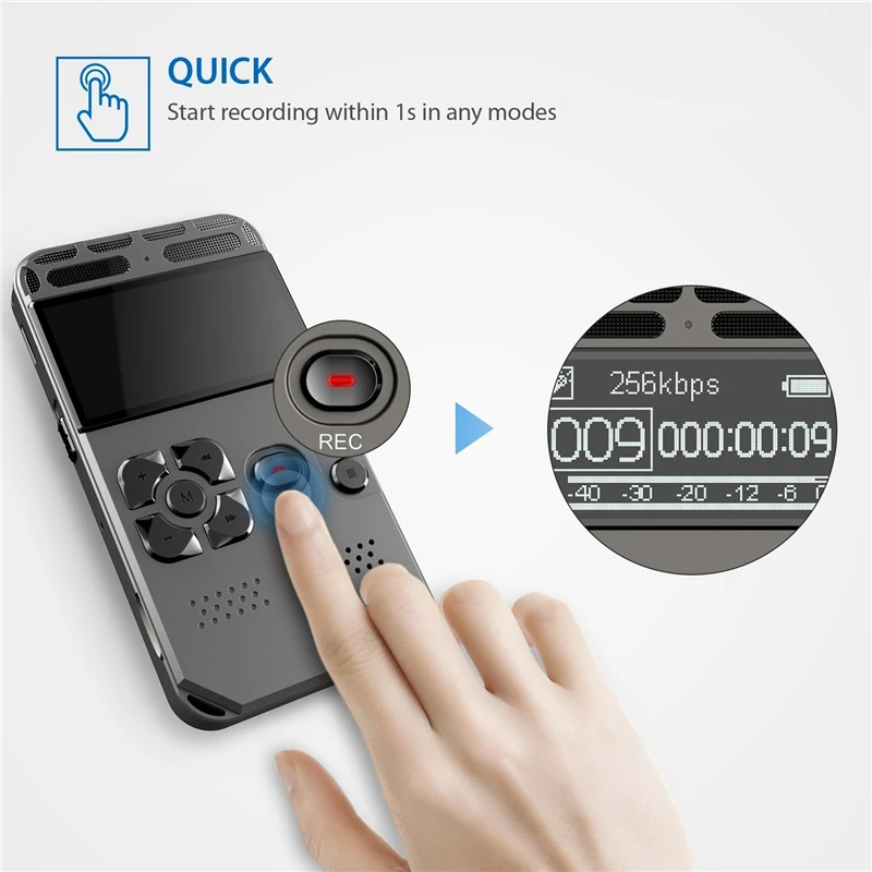 Voice Activated Digital Voice Recorder Mp3 player 8GB Music Player Card One-button Record Noise Reduction Dictaphone V35 enlarge