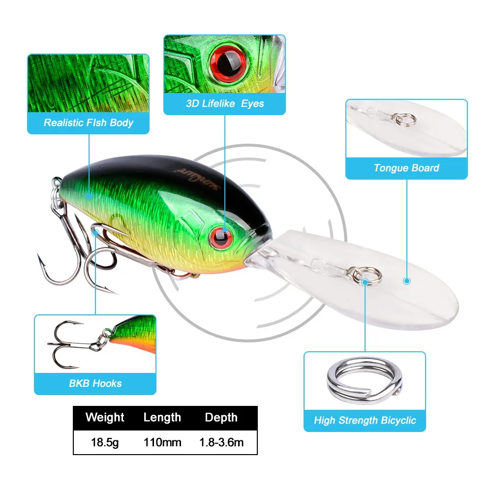 

Crankbait Fishing Lure 110mm 18.5g Hard Artificial Plastics Bait With 3d Eyes Crazy Wobblers For Pike Winter Fishing Tackle