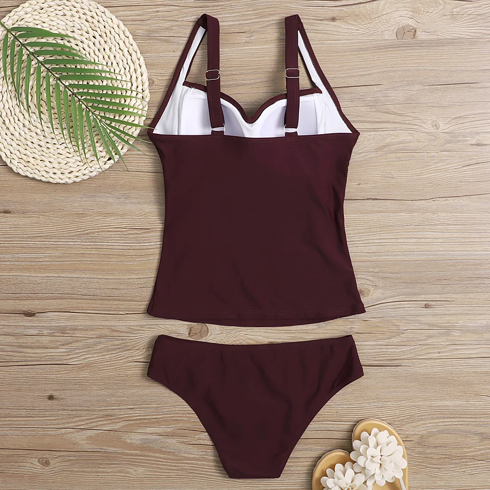 

Two Piece Swimsuit Women 2021 Solid Swimwear Push Up Plus Size Bathing Suit Ruffle Mayo Female Beach Dress Beachware