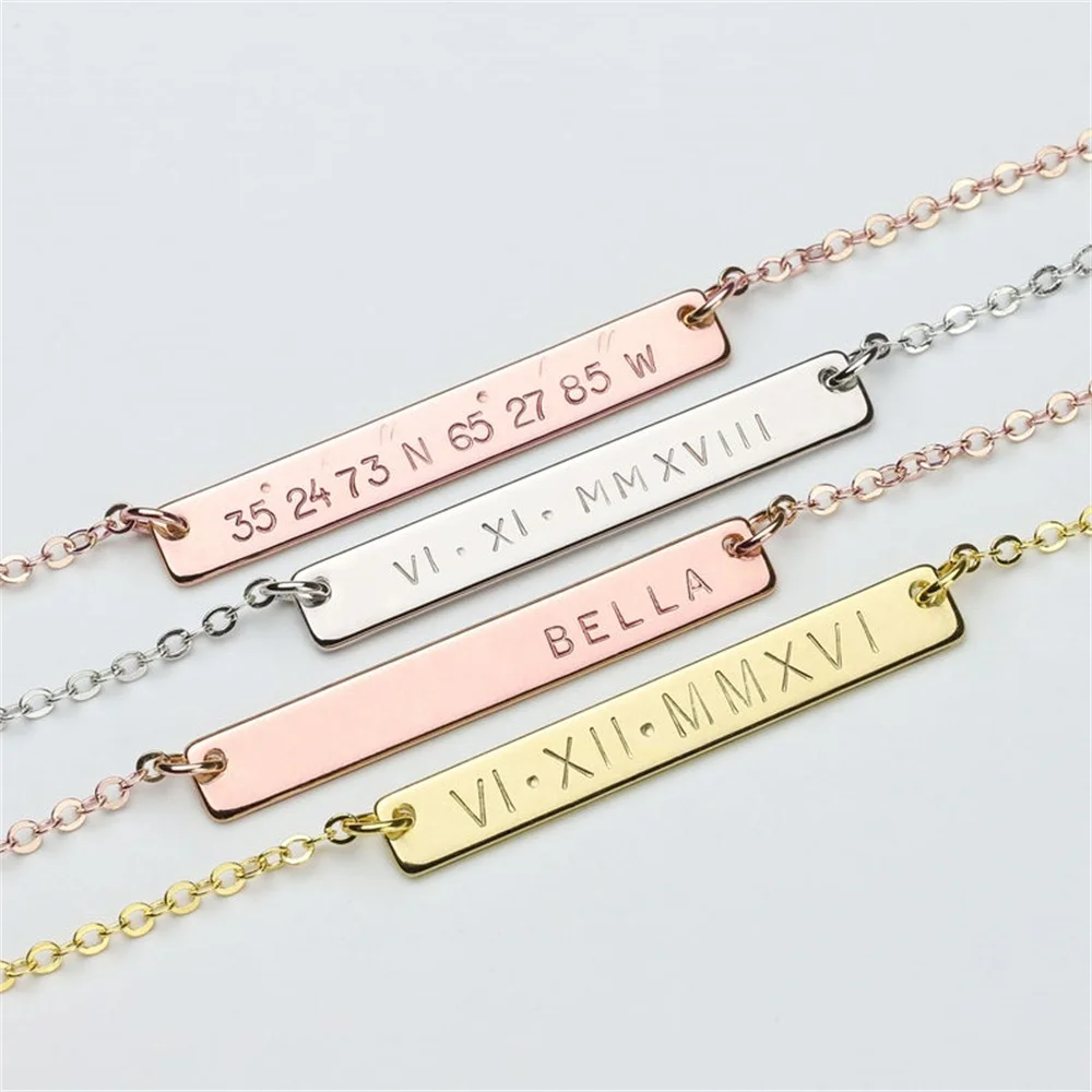 Tangula Personalized Name Necklace Customized Pendant Stainless Steel Children's Number Anti-lost Women's Jewelry Birthday Gift