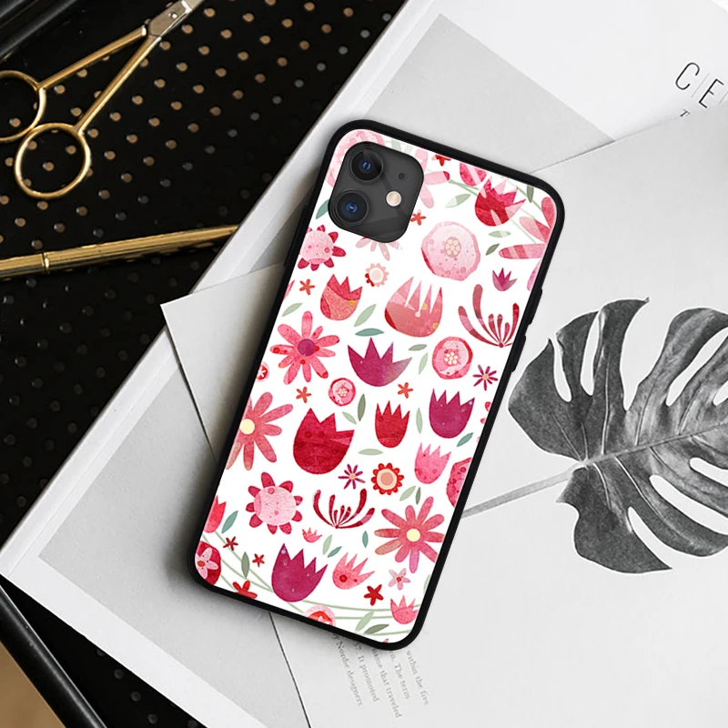 Фрукты шаблон цветы для iPhone SE 6 6s 7 8 plus x xr xs 11 12 mini Pro Max закаленное стекло чехлы