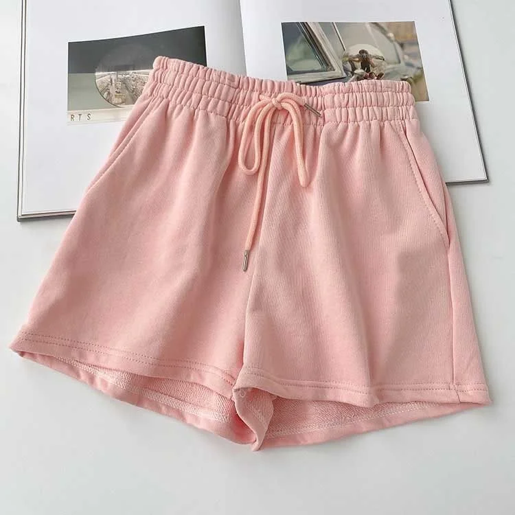 

Women's sports and leisure pants 2021 summer new women's wear Korean elastic high waist loose thin wide leg A-line shorts