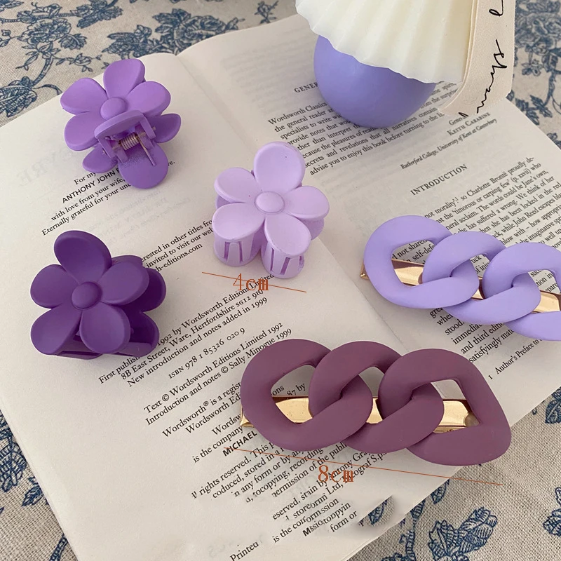 

Cute Purple Twist Chain Hairpin Barrettes Duckbill Clip Flower Hair Claws Sweet Hairgrips for Women Girl Hair Accessories
