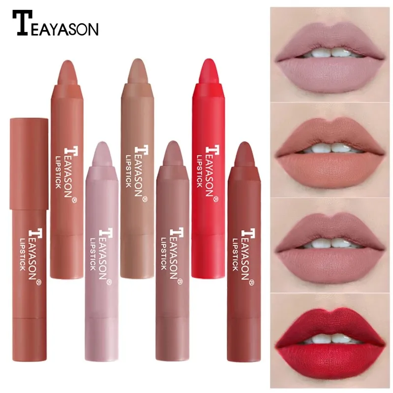 TEAYASON 12 Colors Velvet Matte Lipsticks Waterproof Long Lasting Sexy Makeup Lip Stick Tint Pen Non-Stick Cup Lip Glaze Batom