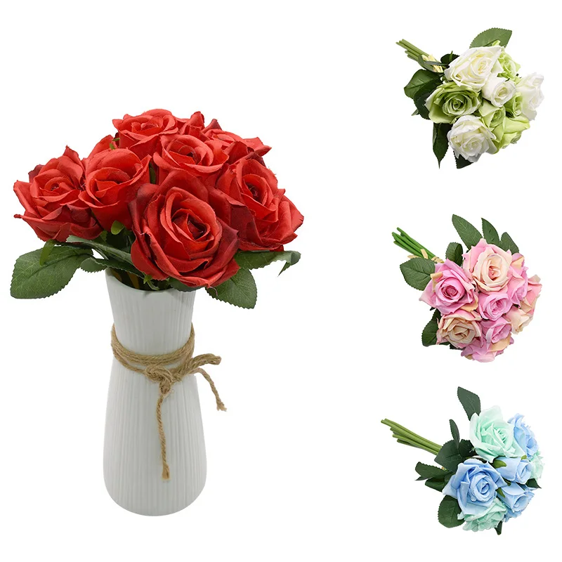 

1 Bouquet Artificial Silk Rose Bouquet DIY Wedding Bride Bouquet Home Party Wedding Decoration Fake Flower