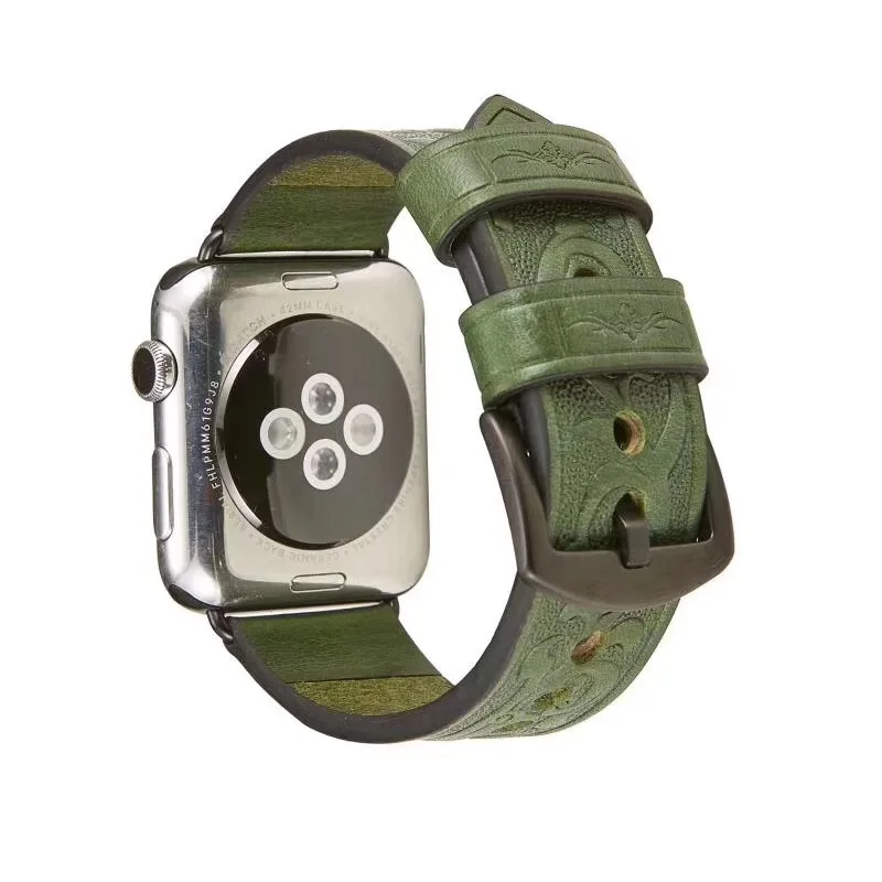 Настоящие древние роскошные кожаные часы ремешок для Apple Watch 5 4 3 2 1 Ремешок Браслет 38 мм 42 мм 40 мм 44 мм