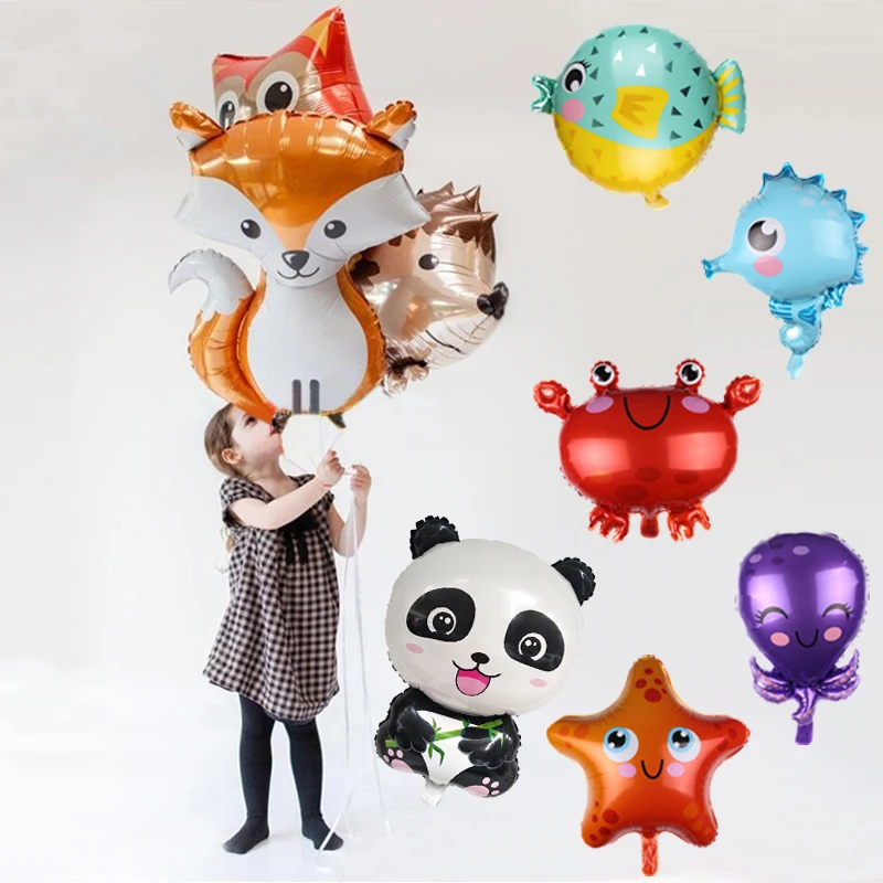 1 шт./лот Мультяшные головы животных фольгированные воздушные шары милая панда