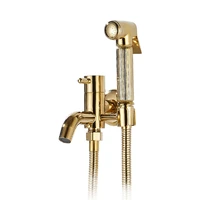 1set brass golden hand held bidet faucet wall mounted single cold water bathroom kitchen toilet faucet bidet sprayer g12