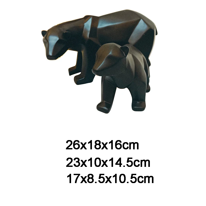 

Modern Resin Black Bear Sculpture Decoration Geometric Crafts Gift TV Cabinet Office For Garden Statue