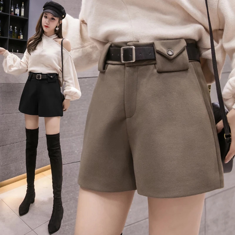 KINOMI Осень Зима шерстяные женские шорты трапециевидной формы корейский стиль