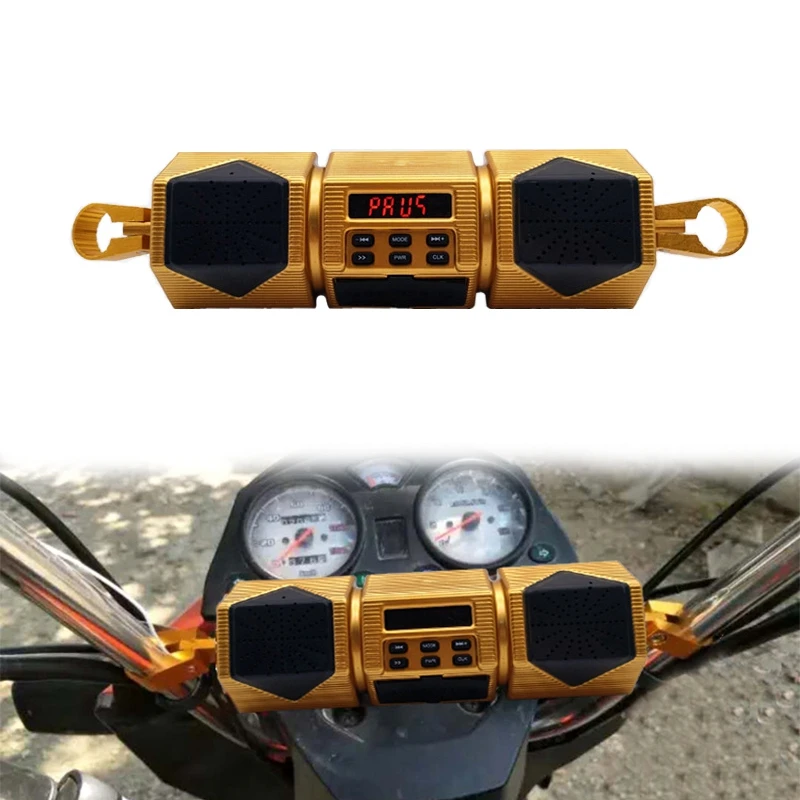 

Мотоциклетный mp3-плеер на руль динамик Bluetooth Музыка FM радио водонепроницаемый регулируемый кронштейн велосипед аудио стерео 12 В