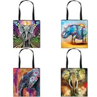 Цветная сумка-тоут с принтом слона, дамские сумочки для молодых мальчиков и девочек, вместительная сумка на одно плечо для покупок