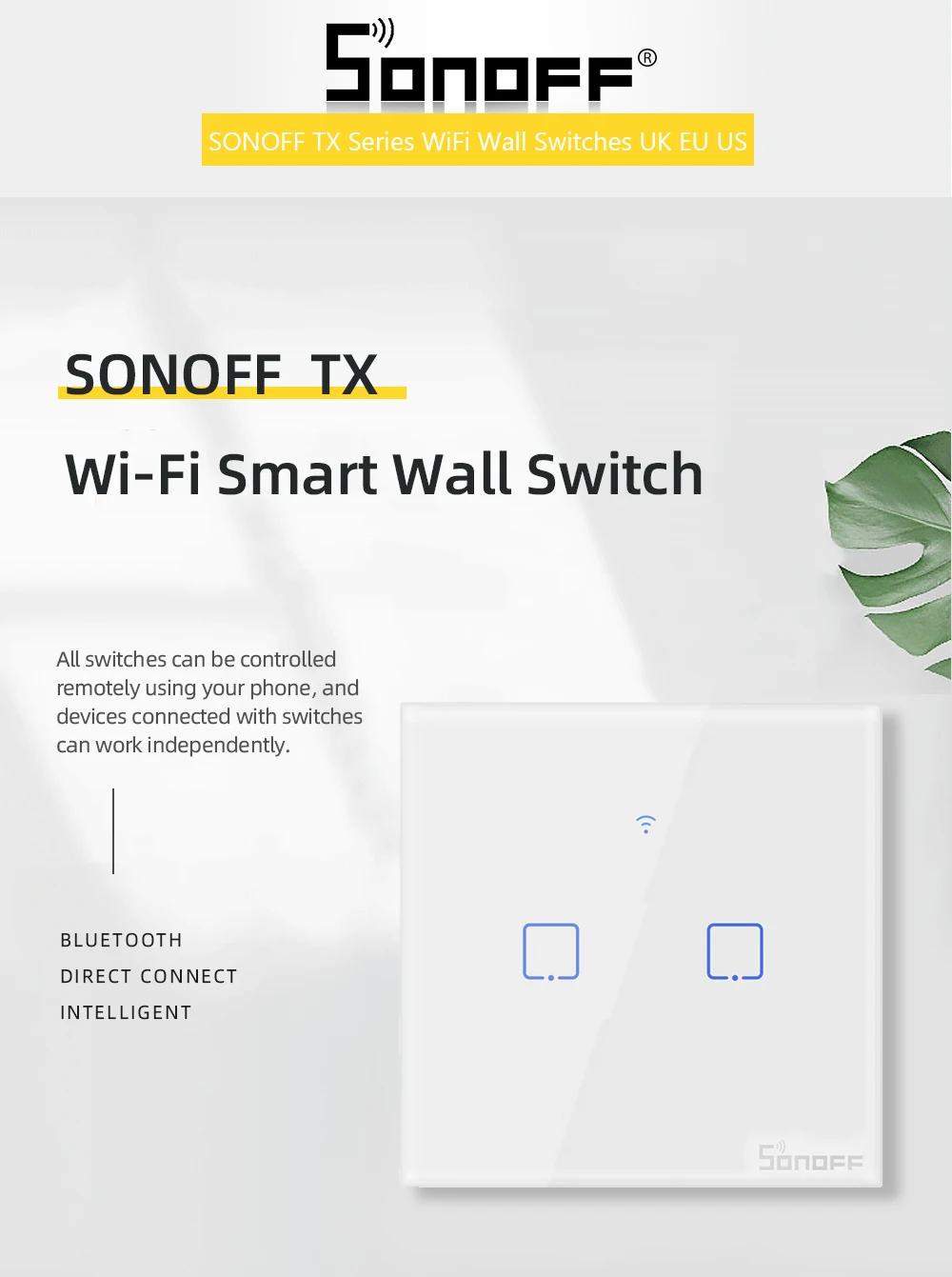 Интеллектуальный выключатель света SONOFF TX T1 ЕС 1/2/3 настенный светильник сенсорный выключатель Панель Wi-Fi RF 433 МГц RF пульт Управление eWelink Поддержка Smart Google Home Alexa