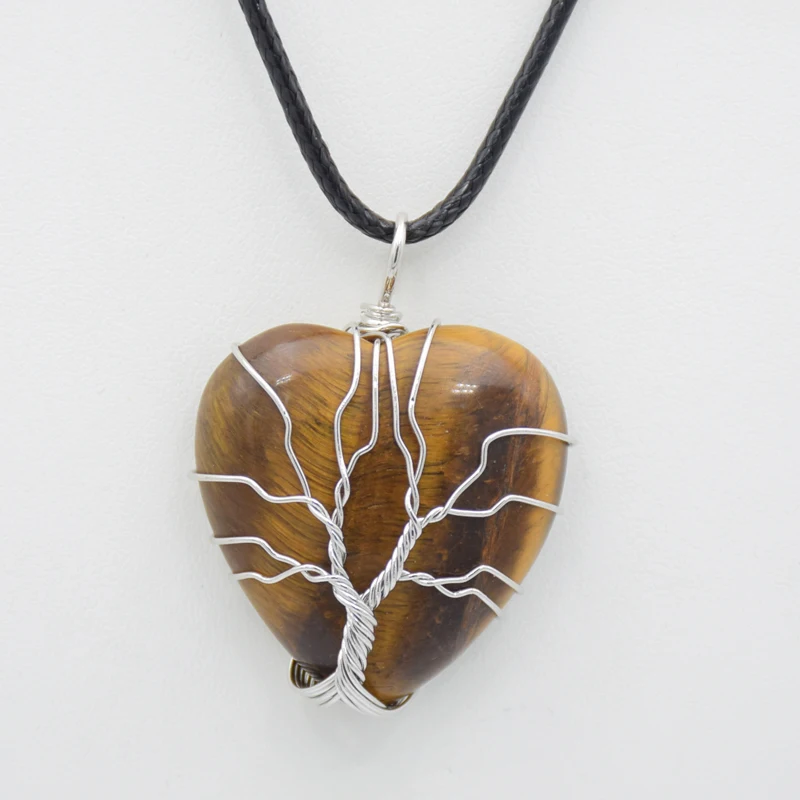 &quotДрево жизни&quot проволочный обернутый любящее сердце Ожерелья &amp Подвески с