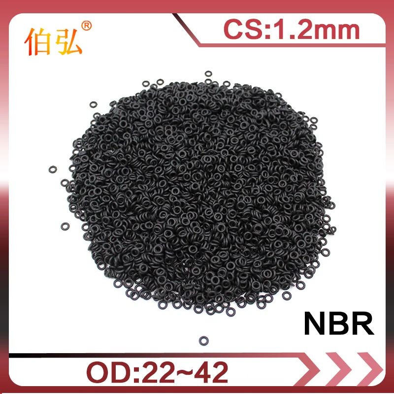 

20PCS/lot Rubber Ring Black NBR Sealing O-Ring CS1.2mm OD 22/23/28/34/42mm O Ring Seal Rubber Gasket Nitrile Oil Rings Washer