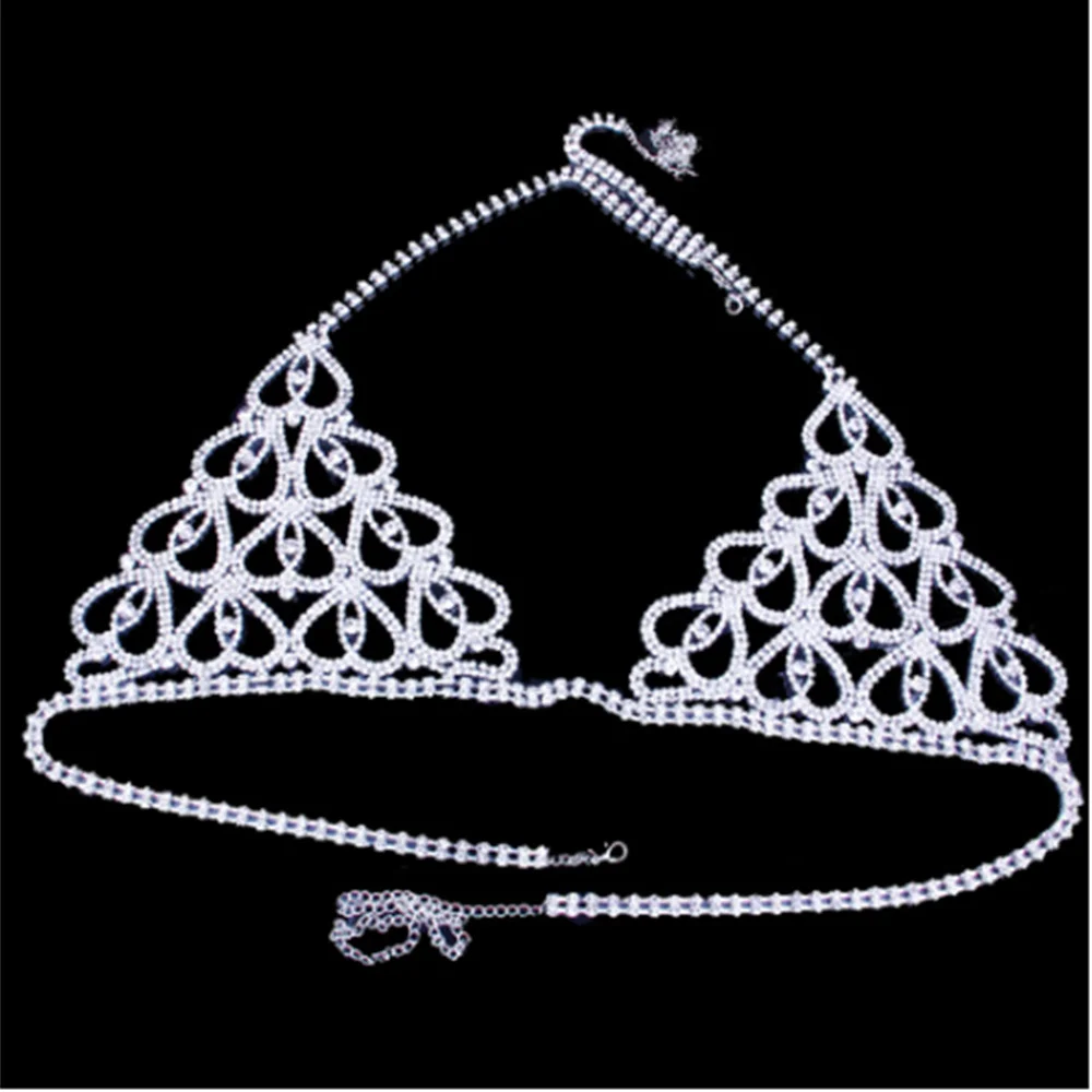 

StoneFans Hot Erotic Lingerie Rhinestone Heart Body Chain Bikini Set Thong Bralette Top Bra Crystal Thong Panties Body Jewelry