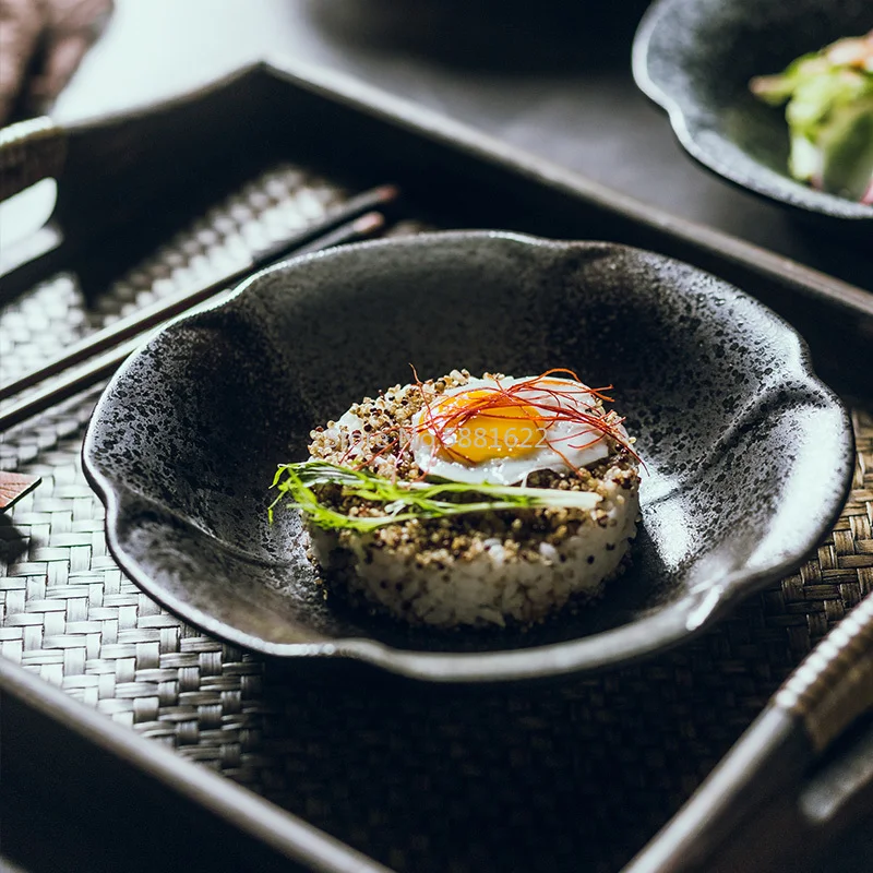 Креативная керамическая тарелка с цветком магнолии простая японская для