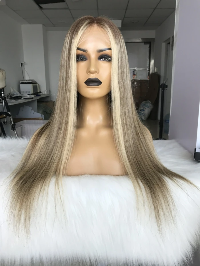 QueenKing волос полный Европейский человеческих волос парик шнурка 150% плотность CAMI Цвет T7/7/24 эффектом деграде(переход от темного к Цвет парики для женщин
