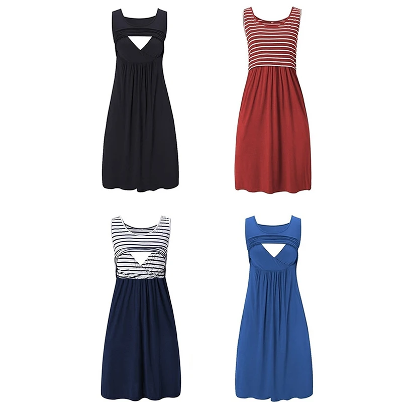 Платья для беременных одежда кормящих грудью лето 2019 без рукавов повседневные