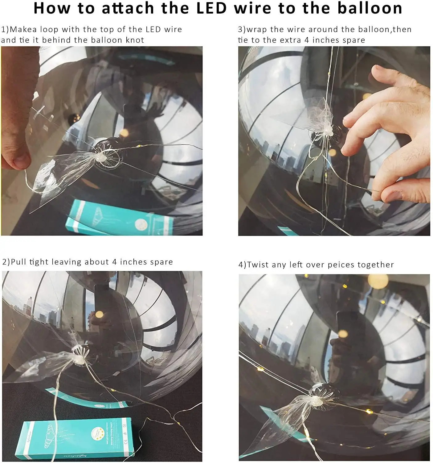 Светодиодный Рождественский воздушный шар с ручкой светящийся прозрачный