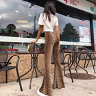 Женские леопардовые расклешенные брюки, длинные леггинсы с высокой талией, облегающие Клубные брюки, Осень-зима 2019