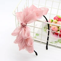 1pc ribbon big bow floral shining hair band women hair accessories hair hoop black pink girls flower lace bow headband