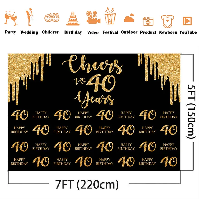 Фон с золотыми блестками для фотосъемки на 40-й день рождения | Электроника