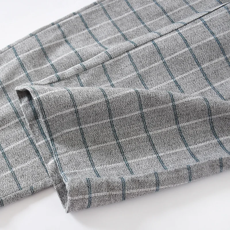 

Men Spring Autumn Plaid Turn-Down Collar Pajamas Set Gentlemen Cotton Elasticity Waists Regular Sleeve Comfortable Soft Homewear