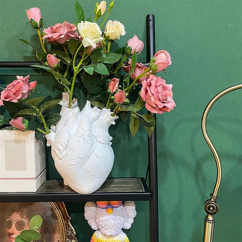 

1Pcs Anatomical Heart Shape Vase Ornaments Sculpture Home Decoration Vases Flower Pot Plant Holder Desktop Ornaments