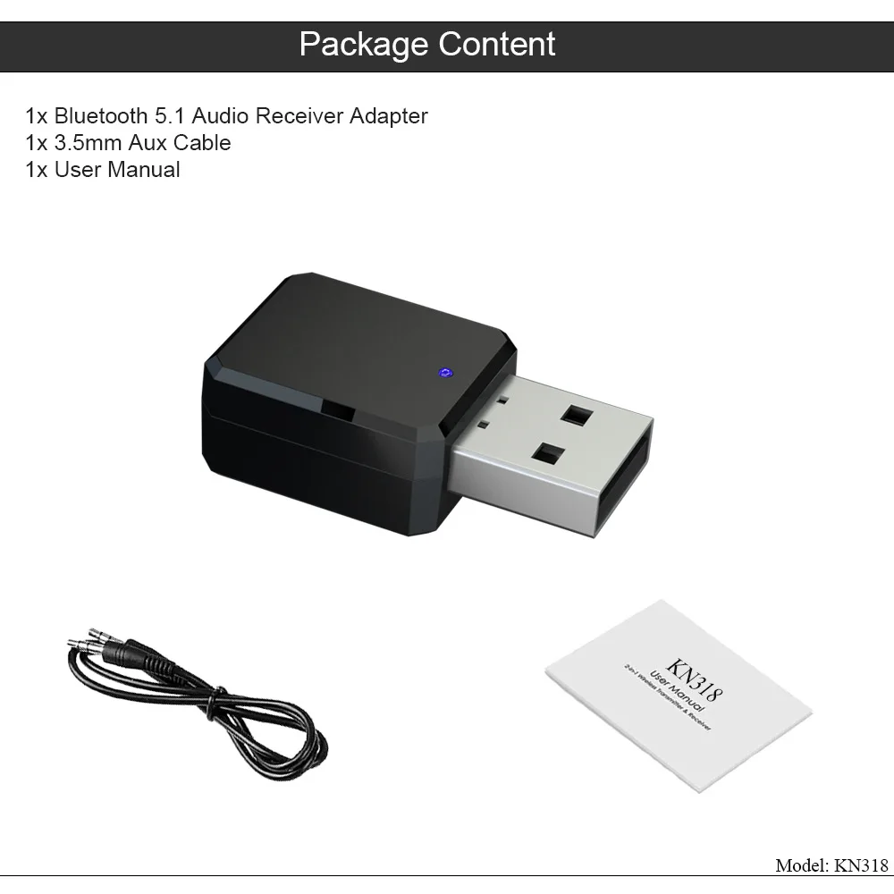 Bluetooth-совместимый аудиоприемник 5 1 с двойным выходом AUX USB стерео автомобильный