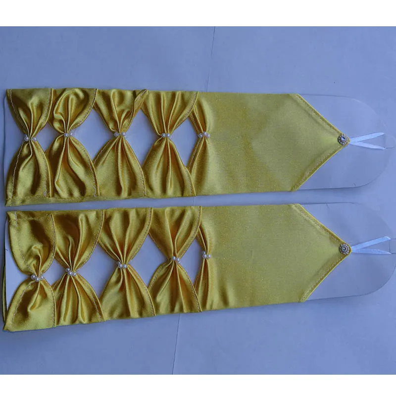 Теплые эластичные атласные Плиссированные Свадебные перчатки с бантом