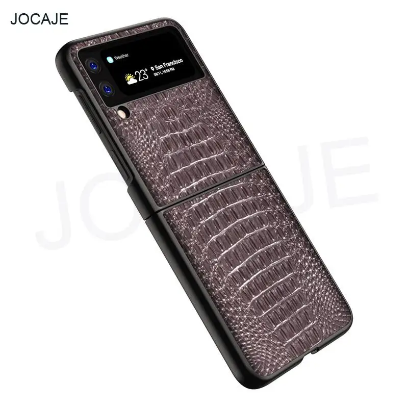 retro crocodile pattern leather phone case for samsung galaxy z flip 3 5g genuine leather shockproof cover for samsung z flip3 free global shipping