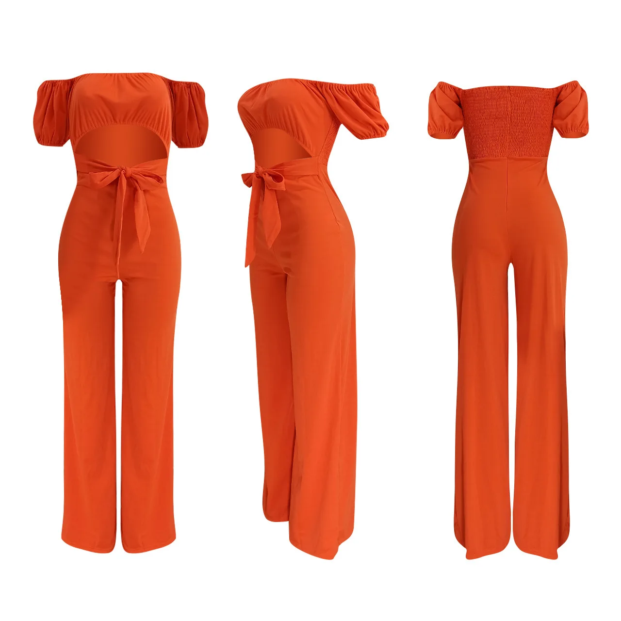 Женский комбинезон на одно плечо однотонный Облегающий с открытой спиной лето 2021