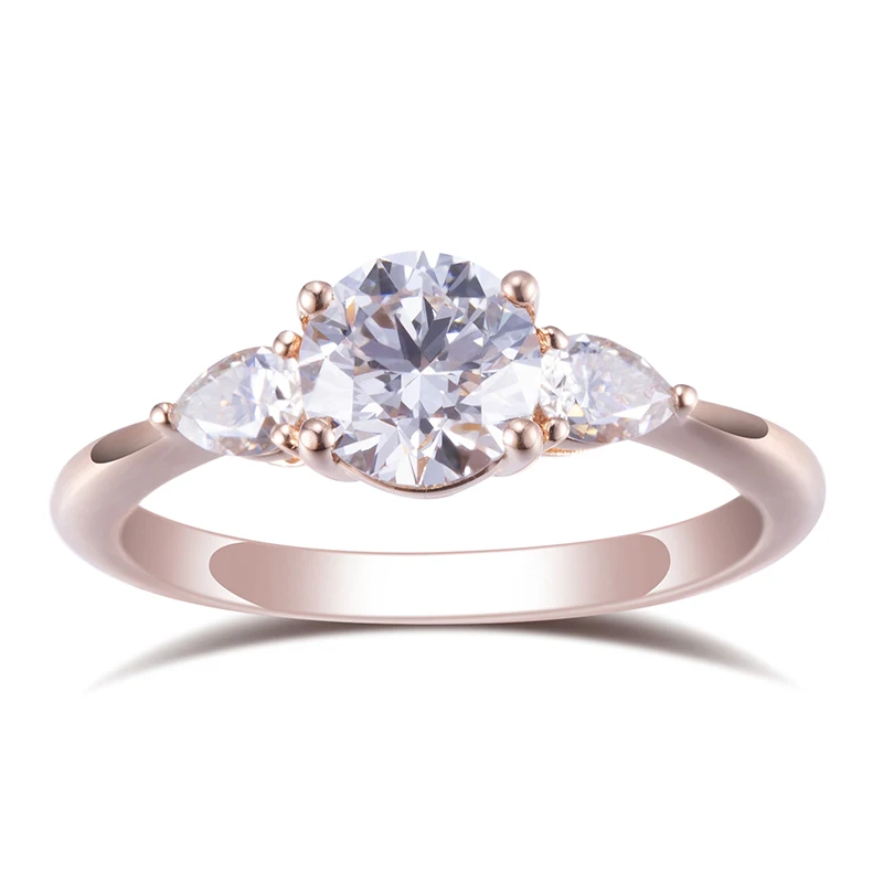 

JOVOVASMILE Ring18K Rose Gold Jewelry 1Ct Cut D Color Lab Diamond Women Engagement Wedding Ring