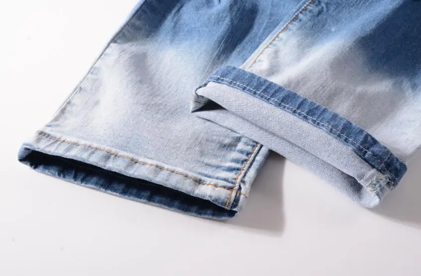 

Men's Holes Ripped Stretch Jeans 2021 Streetwear Slim Skinny Destroyed Denim Pants Man casual plus size Denim Trousers w1613