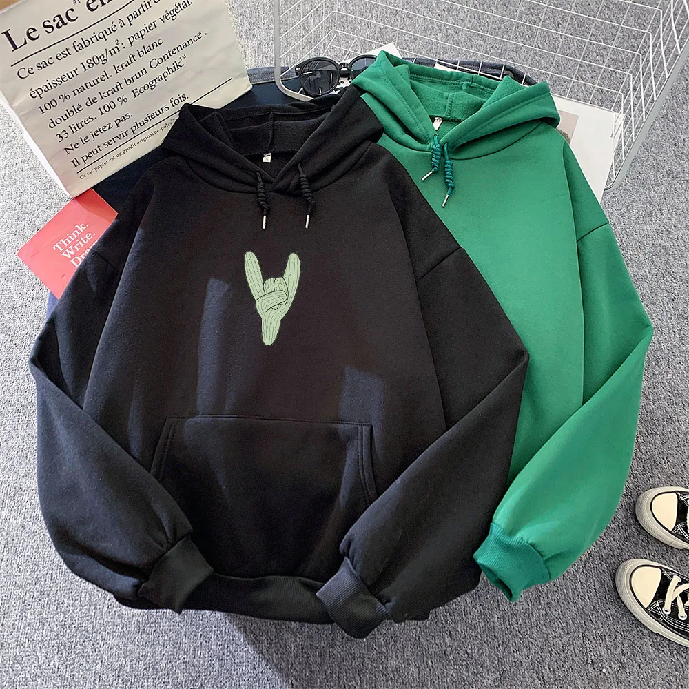 Sweatshirt Cute Oversized Hoodie Tops Fashion Women's Fleece Funny Cactus Print Clothes Vintage Winter Sweetshirt Women Hoodies