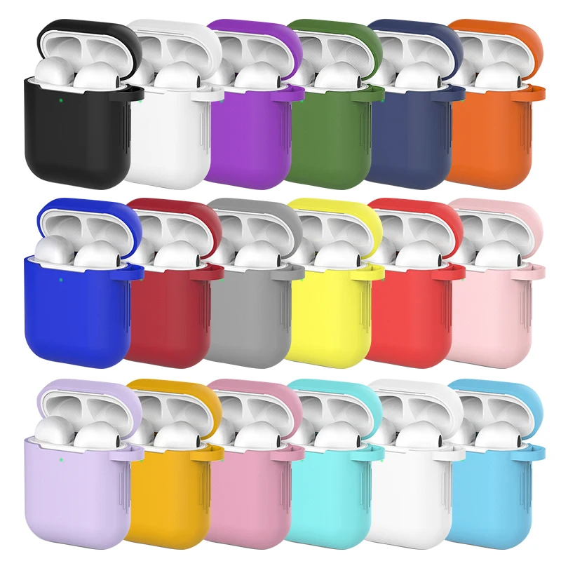 Мягкий силиконовый чехол для Apple Airpods 2 1 защитный беспроводных наушников цветные