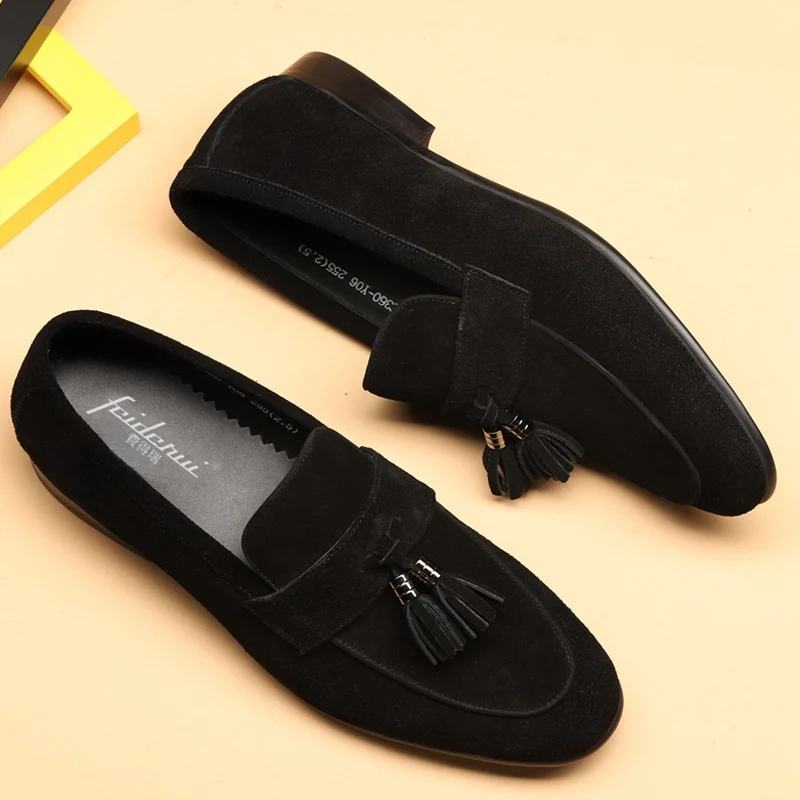 Мужские замшевые мокасины ручной работы удобные лоферы из натуральной кожи с