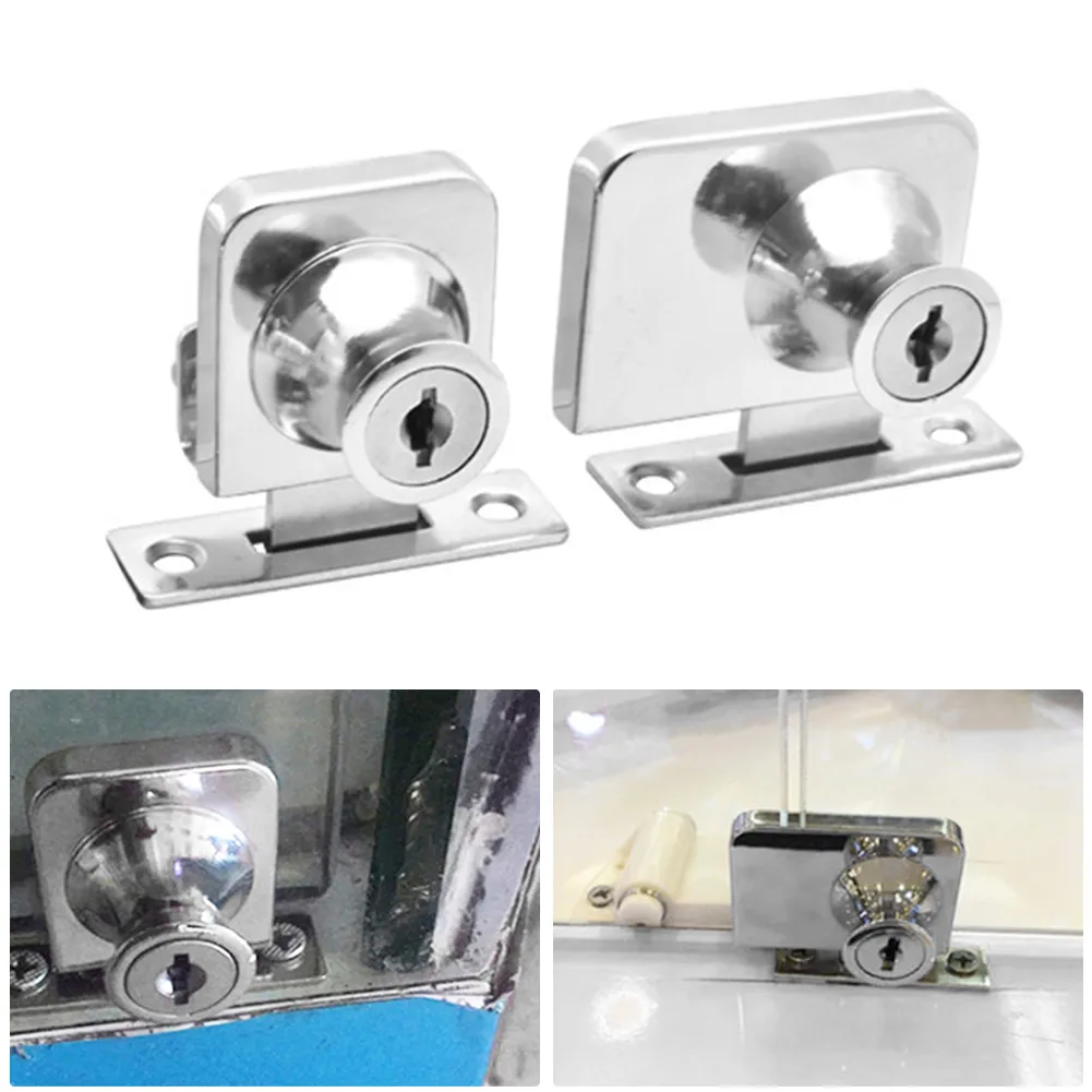 

Sliding Glass Door Lock Picks With 2 Key Metal Display Case Cabinet Showcase Anti-Theft Furniture Fittings Home Hardware Mortise